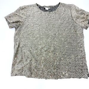 Notations Gold Dot Sequin Top Size Medium